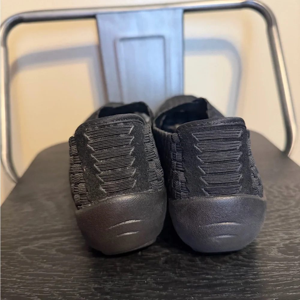 Skechers Woven Mary Jane Flats Black Stretch Comfort Shoes Women’s 7.5